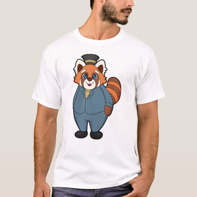 Camiseta Panda Rojo como Groom con Gorra (Anverso)