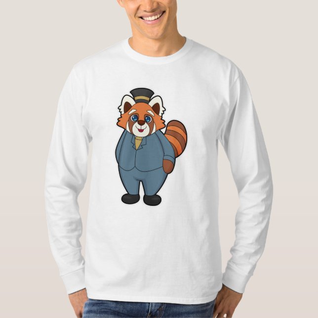Camiseta Panda Rojo como Novio con Sombrero (Anverso)