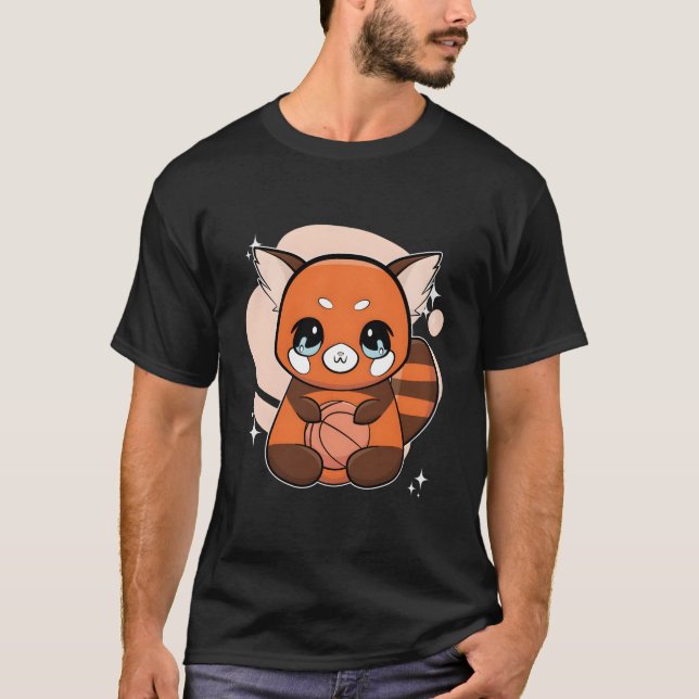 Camiseta Panda Rojo Con Baloncesto (Anverso)
