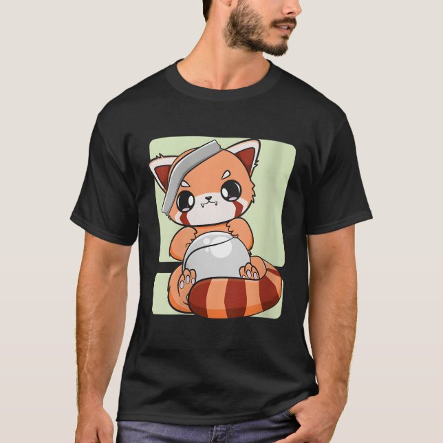Camiseta Panda Rojo Con Béisbol Sport Chibi Anime (Anverso)