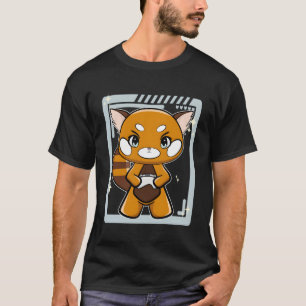Camiseta Panda Rojo con Gamepad Gamer