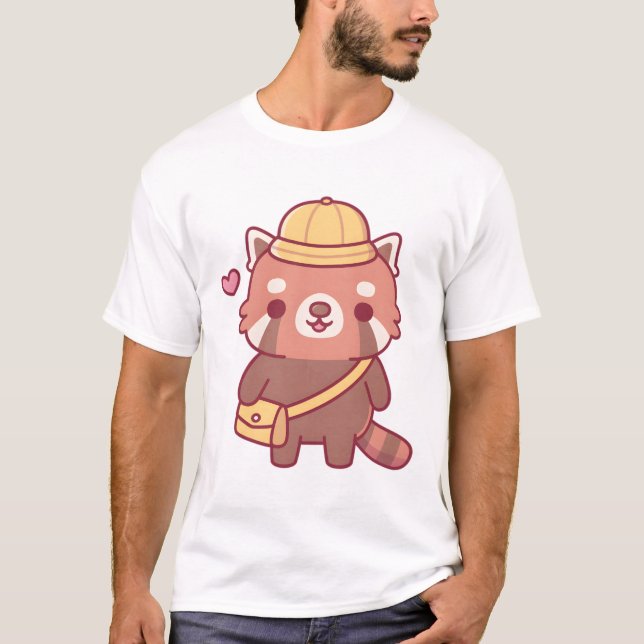 Camiseta Panda Rojo Con Gorra Amarillo (Anverso)