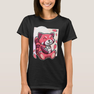 Camiseta Panda Rojo Con Leche De Fresa