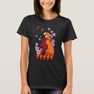 Camiseta Panda Rojo Con Mariposa Japonesa Sakura Cherry Bl