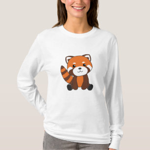 Camiseta Panda Rojo Corta Animales Para Niños Kawaii