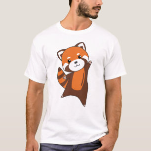 Camiseta Panda Rojo Corta Animales Para Niños Kawaii
