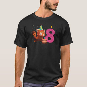 Camiseta Panda Rojo Cumpleaños 8 Pandas Rojos Animal Gráf