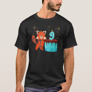 Camiseta Panda Rojo Cumpleaños 9 Pandas Rojos Animal Gráf