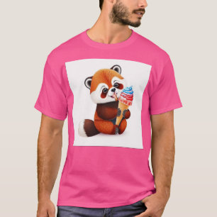 Camiseta Panda rojo curado come helado