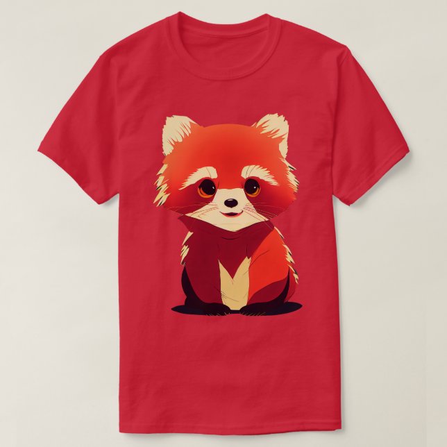 Camiseta Panda Rojo Cute 13 (Diseño del anverso)