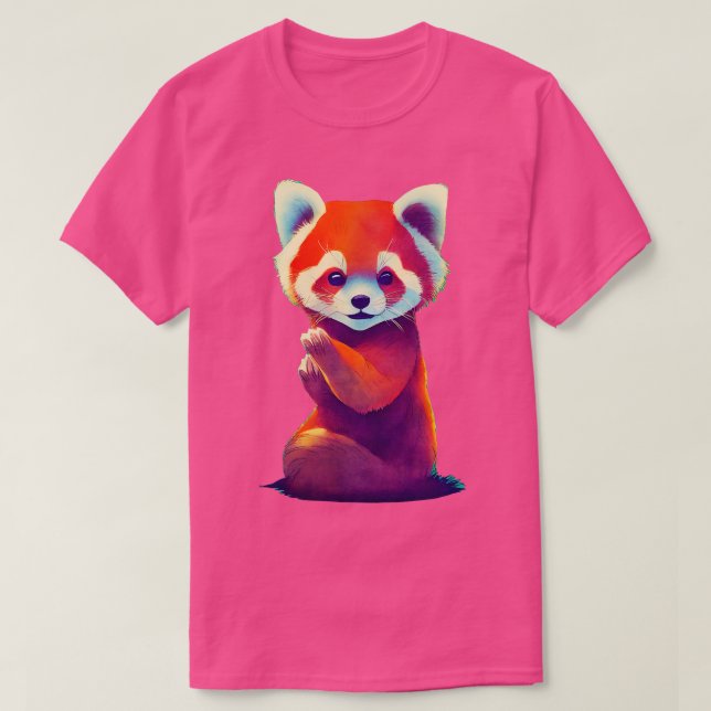 Camiseta Panda Rojo Cute 14 (Diseño del anverso)