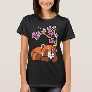 Camiseta Panda Rojo Durmiendo Flor De Cerezo Japonesa