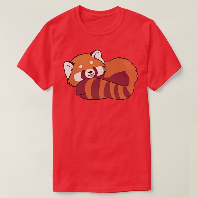 Camiseta Panda rojo durmiendo lindo ilustracion (Diseño del anverso)