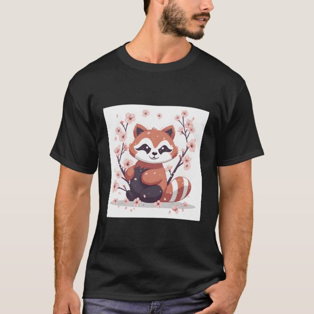 Camiseta Panda Rojo En Cherry Blossom Garden Lovely Image (Anverso)