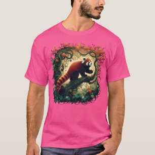 Camiseta Panda Rojo En Una Rama