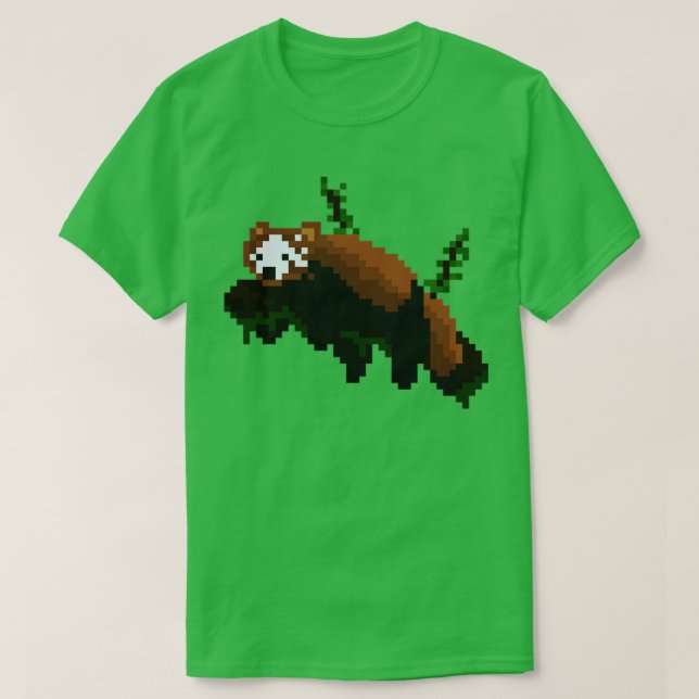 Camiseta Panda Rojo En Una Rama De Arte Pixel (Diseño del anverso)