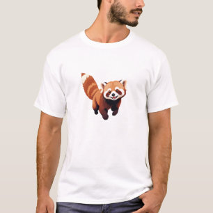 Camiseta Panda Rojo Feliz Diversión Jugadora Saltando En Al