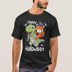 Camiseta Panda Rojo Feliz Halloween Mummy rex Pandas Hallow