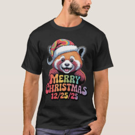 Camiseta Panda Rojo Feliz Navidad 12/25/25