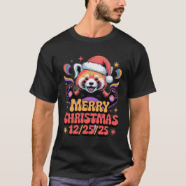 Camiseta Panda Rojo Feliz Navidad 12/25/25