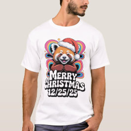 Camiseta Panda Rojo Feliz Navidad 12/25/25
