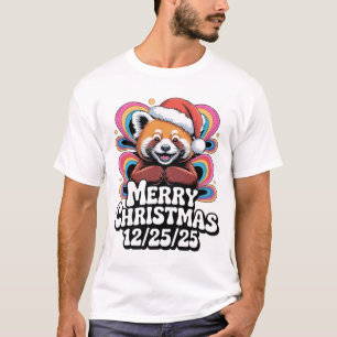Camiseta Panda Rojo Feliz Navidad 12/25/25