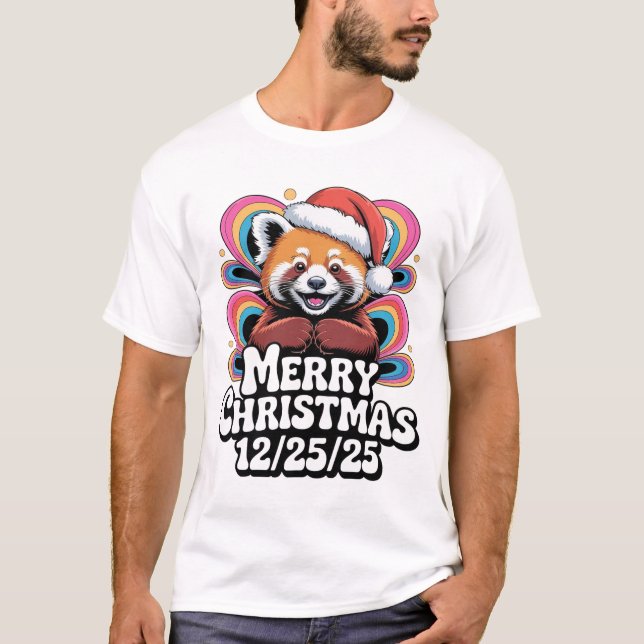 Camiseta Panda Rojo Feliz Navidad 12/25/25 (Anverso)