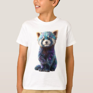 Camiseta Panda Rojo Galáctico Animal Espacial Niños