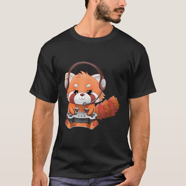 Camiseta Panda Rojo Gamer Gaming Panda Rojo (Anverso)