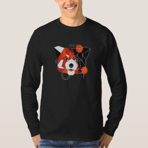 Camiseta Panda rojo geométrico divertido de panda rojo cura