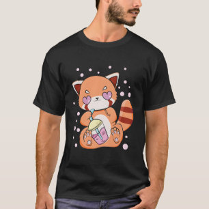 Camiseta Panda Rojo Himalaya Boba Pearl Bubble Tea Anime