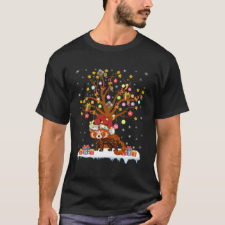 Camiseta Panda Rojo iluminando el regalo de árbol de navida