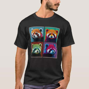 Camiseta Panda Rojo Ilustracion Pop Colorful Animal Women