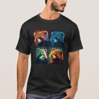 Panda Rojo Ilustracion Pop Colorful Animal Women