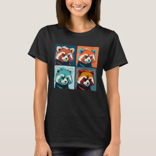 Camiseta Panda Rojo Ilustracion Pop Colorful Animal Women
