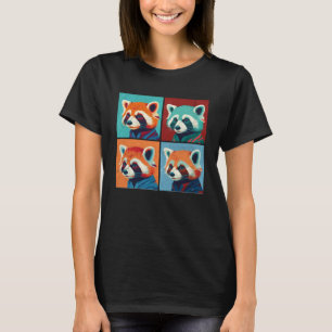 Camiseta Panda Rojo Ilustracion Pop Colorful Animal Women
