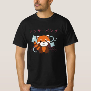 Camiseta Panda Rojo Japón Retro 90 Kawaii Anime Animales