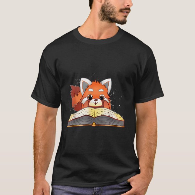 Camiseta Panda Rojo leyendo un libro Bookworm Love (Anverso)