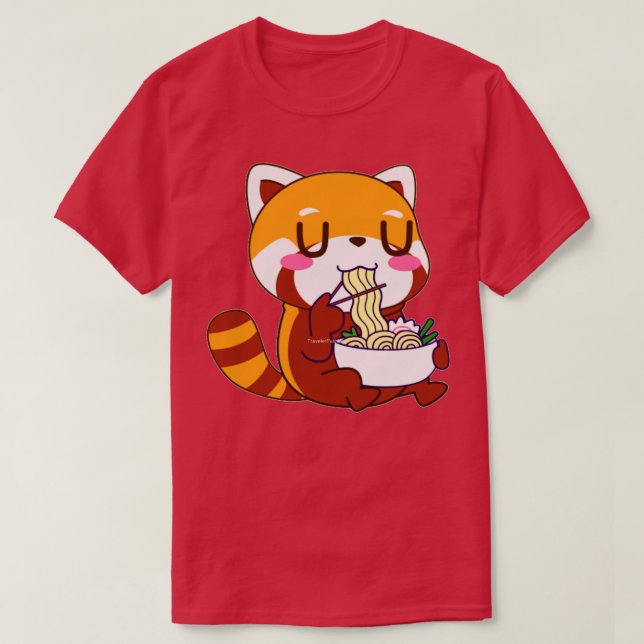 Camiseta panda rojo lindo 2 (Diseño del anverso)