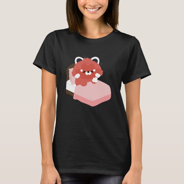 Camiseta Panda Rojo Lindo Cansado (Anverso)