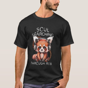 Camiseta Panda rojo lindo con auriculares R&B Music Lover