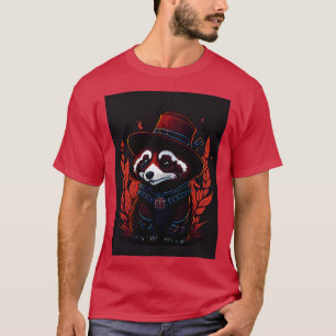 Camiseta panda rojo lindo usando gorra 2