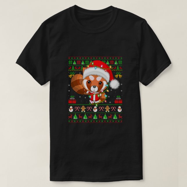 Camiseta Panda Rojo Lover Xmas coincidiendo con Panda Rojo  (Diseño del anverso)