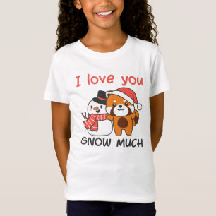 Camiseta Panda Rojo Me Encanta Nieve Mucha Nieve Pun