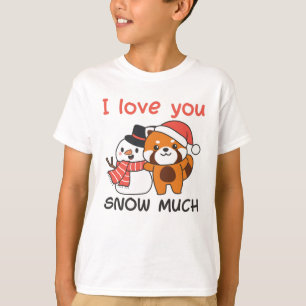 Camiseta Panda Rojo Me Encanta Nieve Mucha Nieve Pun