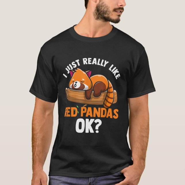Camiseta Panda Rojo Me Gusta Realmente Pandas Rojos Ok Pan  (Anverso)
