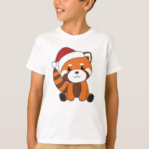 Camiseta Panda Rojo Navidades Nieve Animales De Invierno Pa
