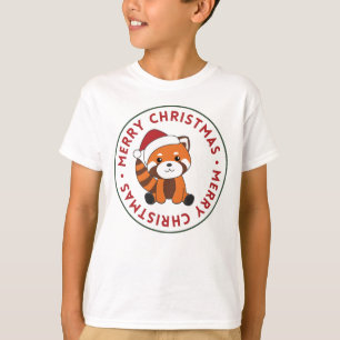 Camiseta Panda Rojo Navidades Nieve Animales De Invierno Pa