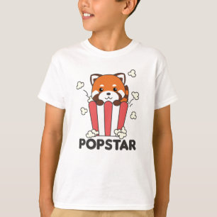 Camiseta Panda Rojo Popcorn Popstar Funny Pun