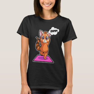 Camiseta Panda Rojo Posturas de Yoga Deporte Gimnasia Ohm L